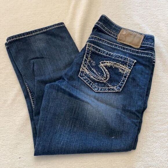 Silver Jeans Womens 28 Blue Aiko Crop Straight Denim Stretch Western - Picture 2 of 9